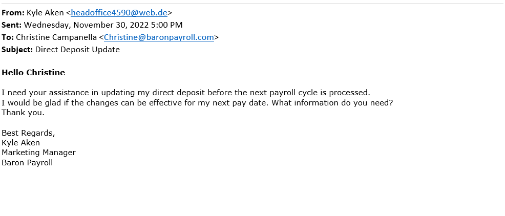 direct deposit scam example