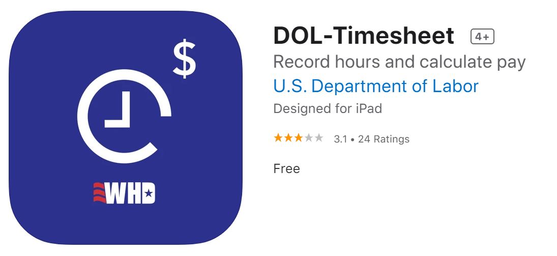 Free DOL Time Sheet APP